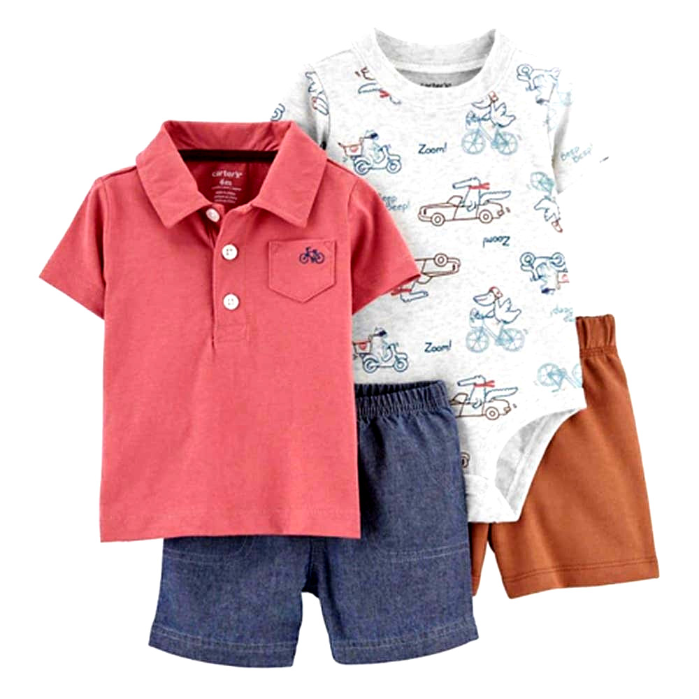 Carter's 6M Baby Cycling/Vehicle 4 Piece Body Suit / Outfit Sets + Free Shipping
